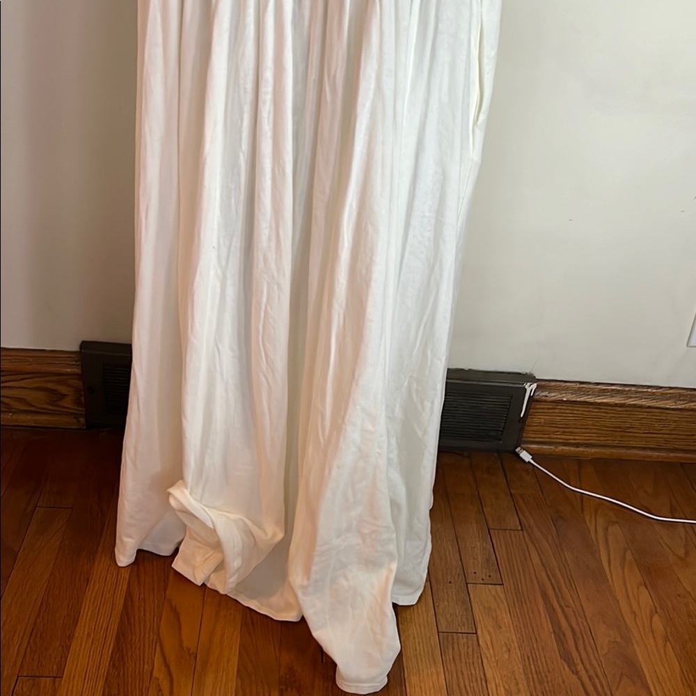 FP Madelyn Midi Beach Elegant White Sleeveless Dress high low and side pockets. - Picture 10 of 16